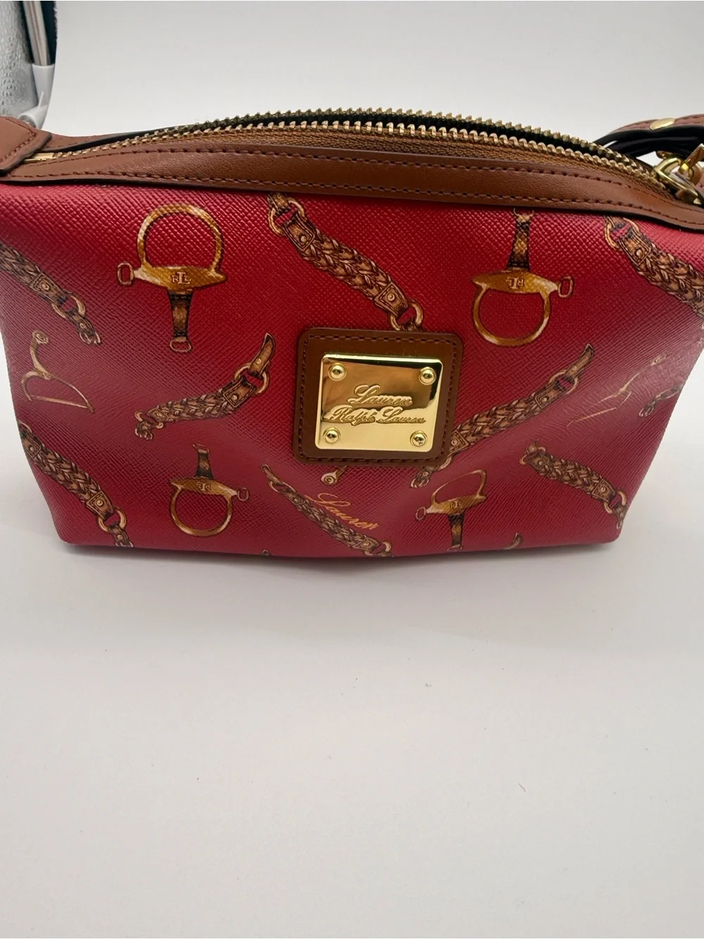 Vintage Lauren Ralph Lauren Red Equestrian Wristlet Y2K Equestrian print